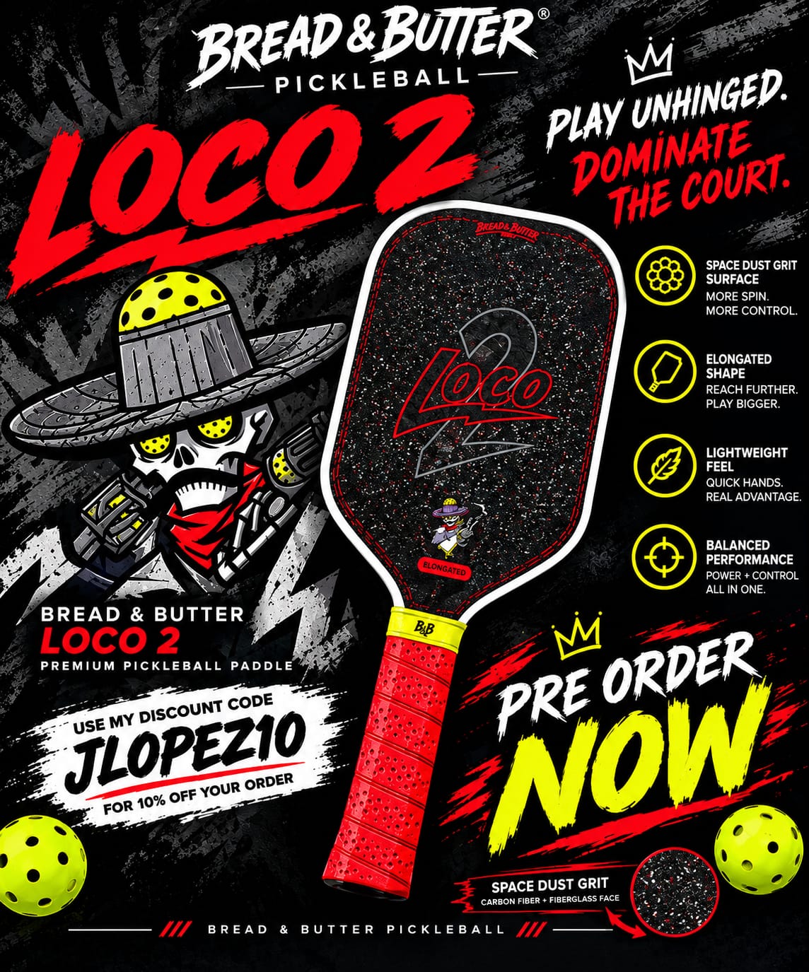 Customer photo review of The Loco 16mm Pickleball Paddle Hybrid