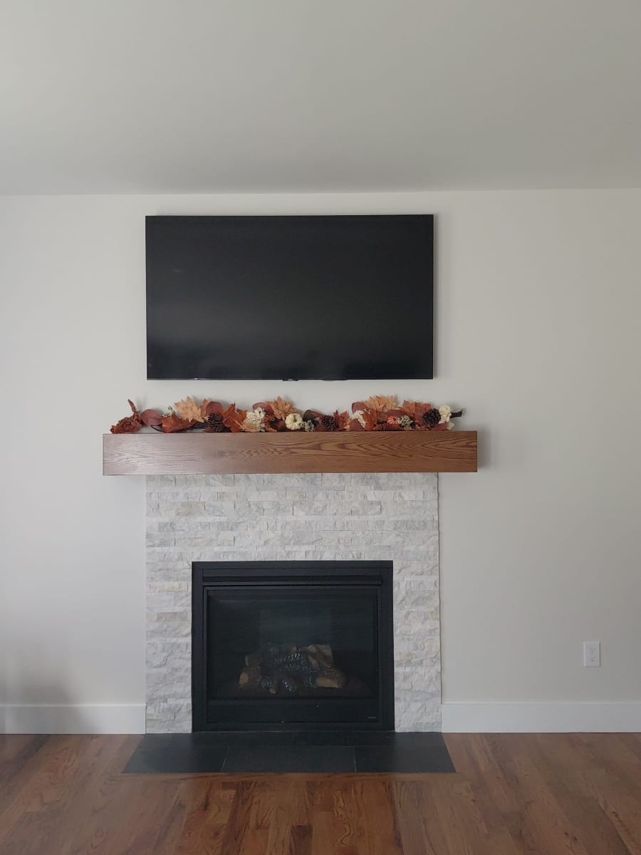 Customer photo review of White Oak Hardwood Fireplace Mantel