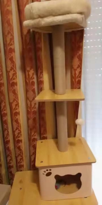 Customer photo review of Arbre à chat bois beige 130cm — Lönn