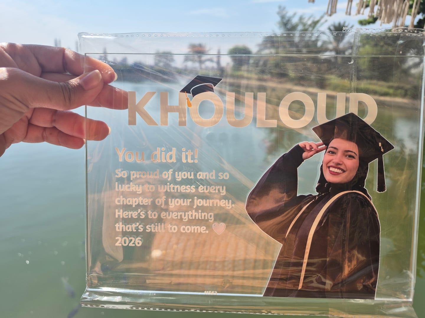 Customer photo review of Personalized Acrylic Graduation Frame 🎓✨