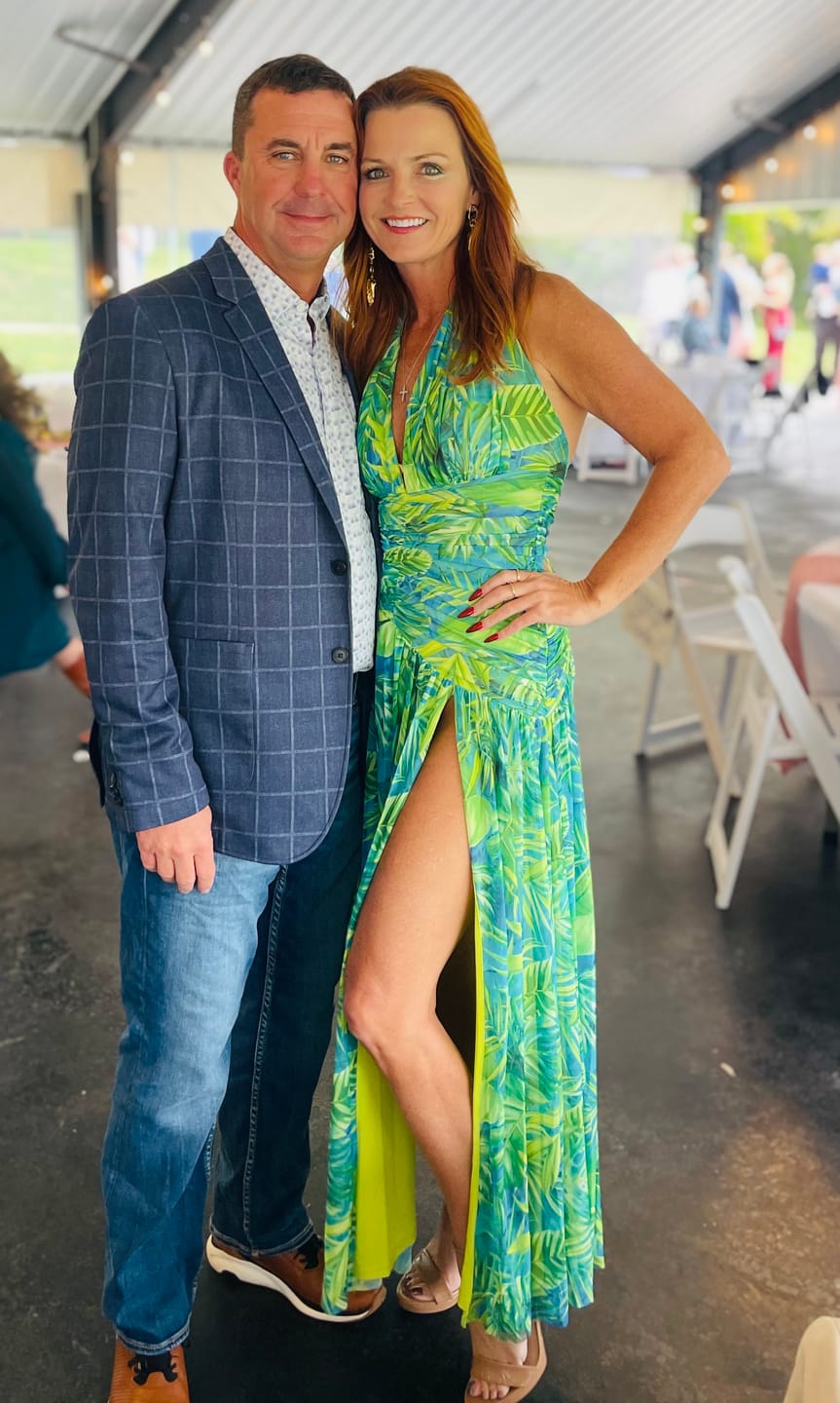 Customer photo review of Capri Halter Tropical Print Maxi Dress - Lime Green