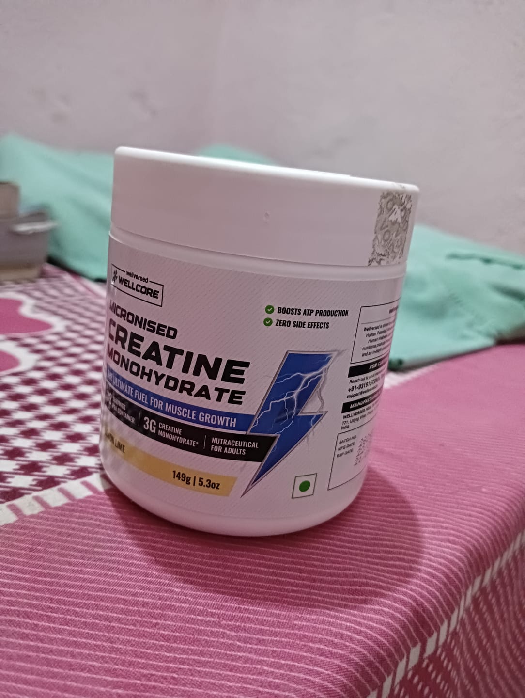 Customer photo review of Wellcore - Pure Micronised Creatine Monohydrate | Lemon Lime (149g, 33 servings)