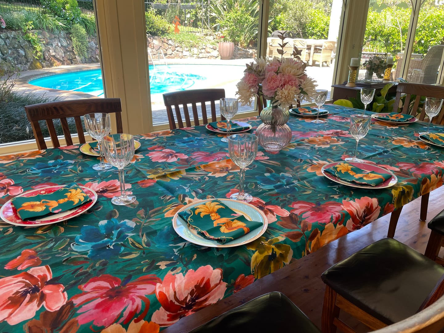 Customer photo review of Lulu Larue Floral Linen Tablecloth