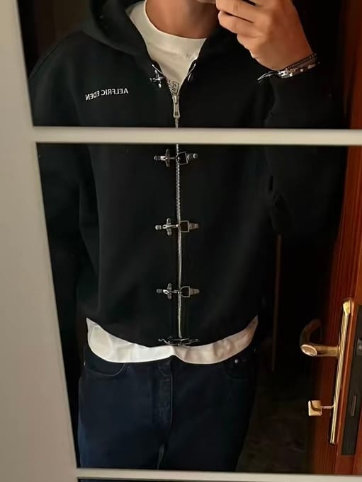 Customer photo review of Aelfric Eden Boxy Fireman Clasp Zip Up Hoodie