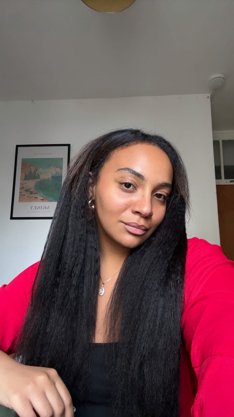 Customer photo review of Kinky Straight Human Crochet Hair for a Natural Blowout Look