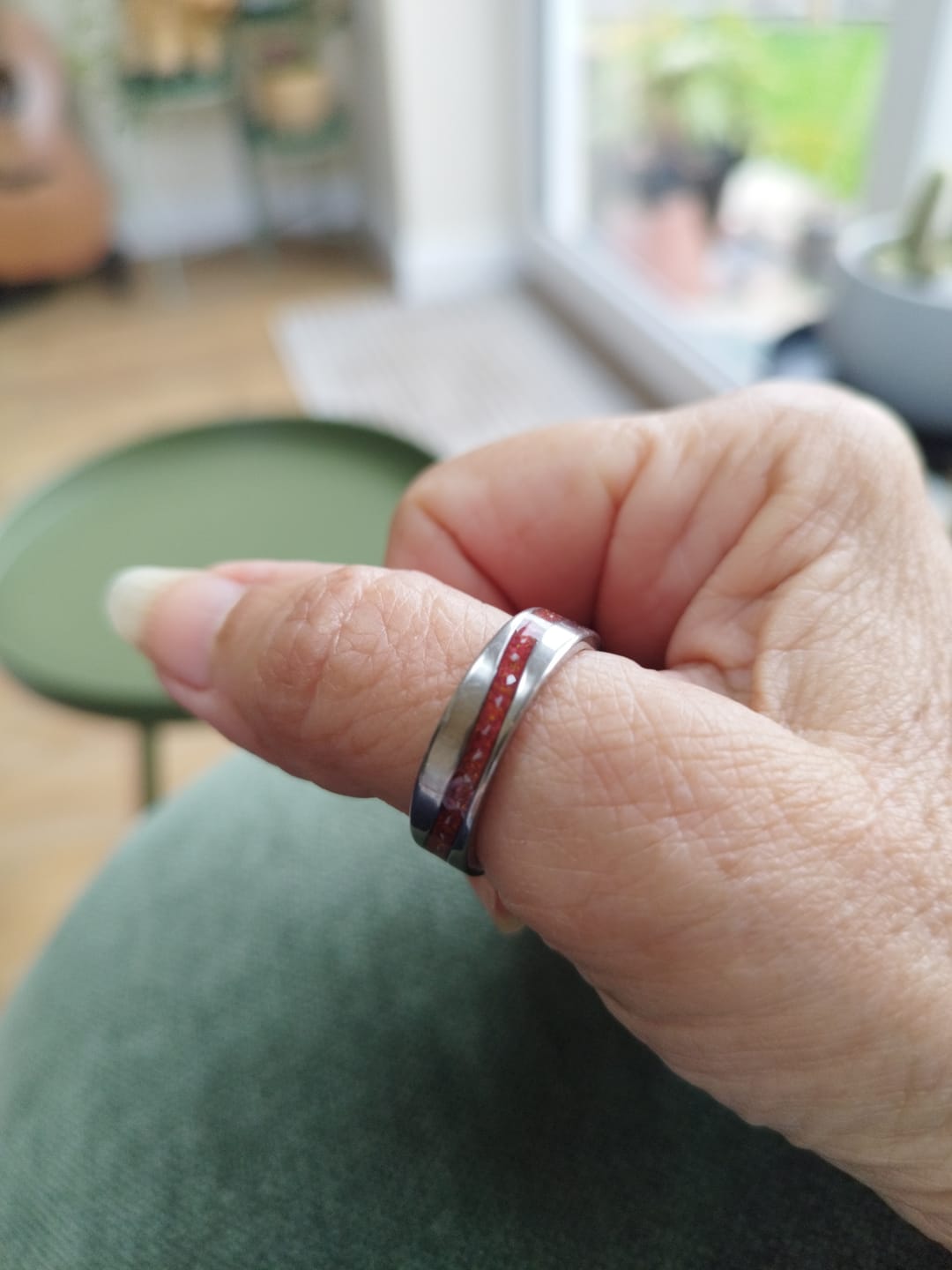 Customer photo review of 6mm wide wave inlay channel ring