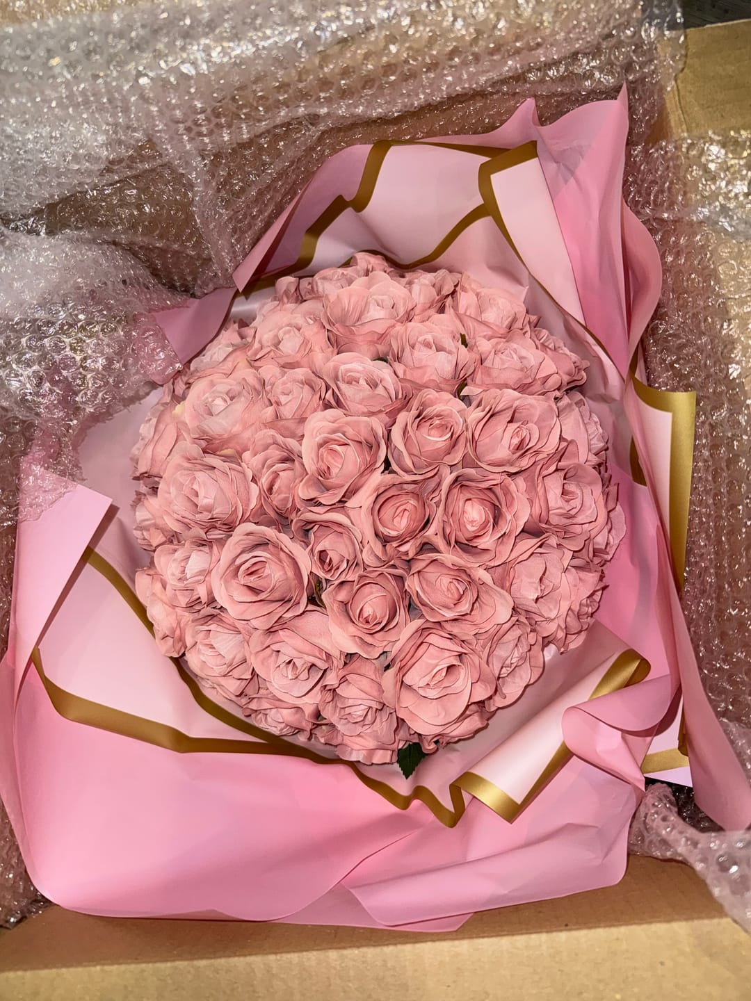 Customer photo review of Pink Forever Rose Bouquet