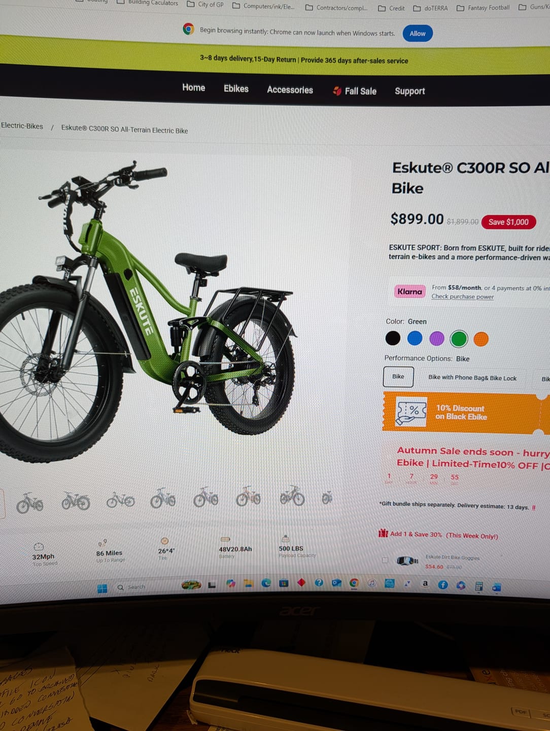 Customer photo review of Eskute® C300R SO All-Terrain Electric Bike