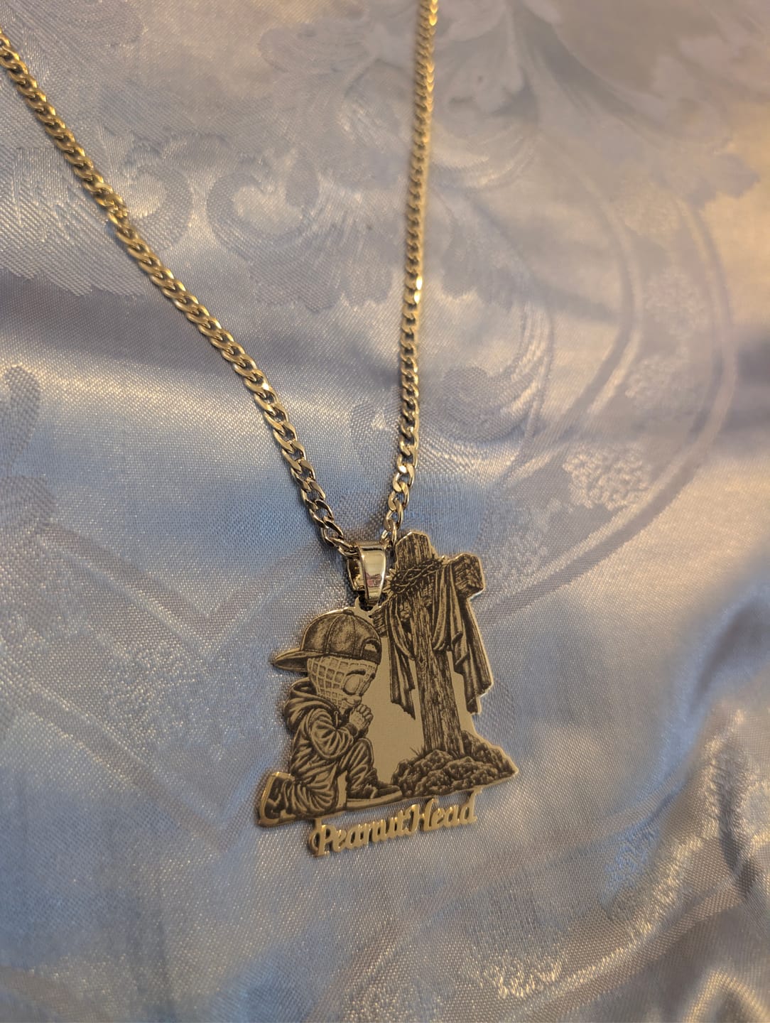 Customer photo review of Custom Logo Engraved Photo Pendant Necklace