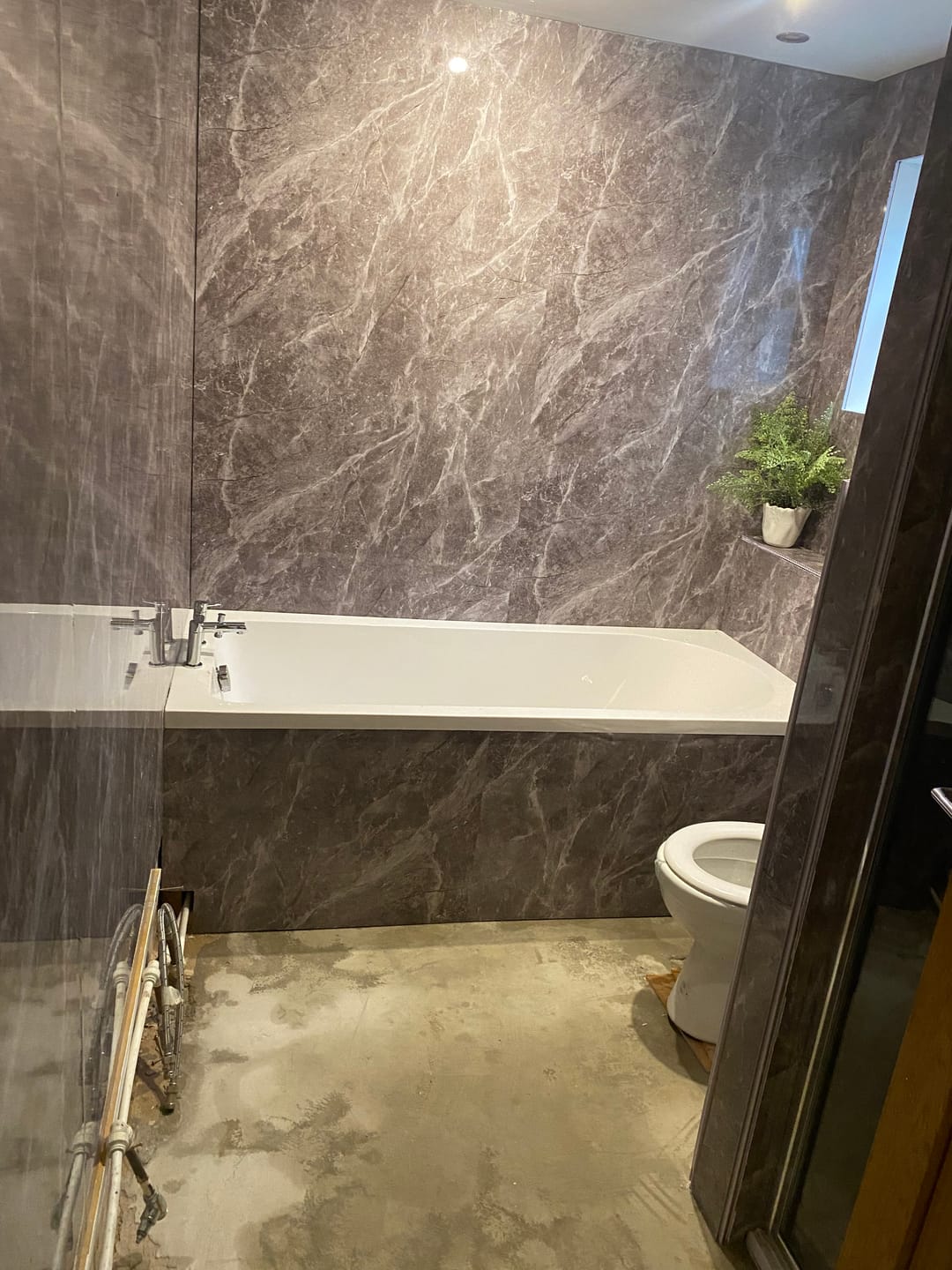 Customer photo review of Premium Pietra Marble Gloss Shower Wall Panel – 1M x 2.4M