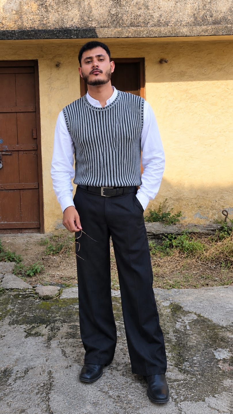 Customer photo review of Grey Rib Knit Vest 100% Cotton