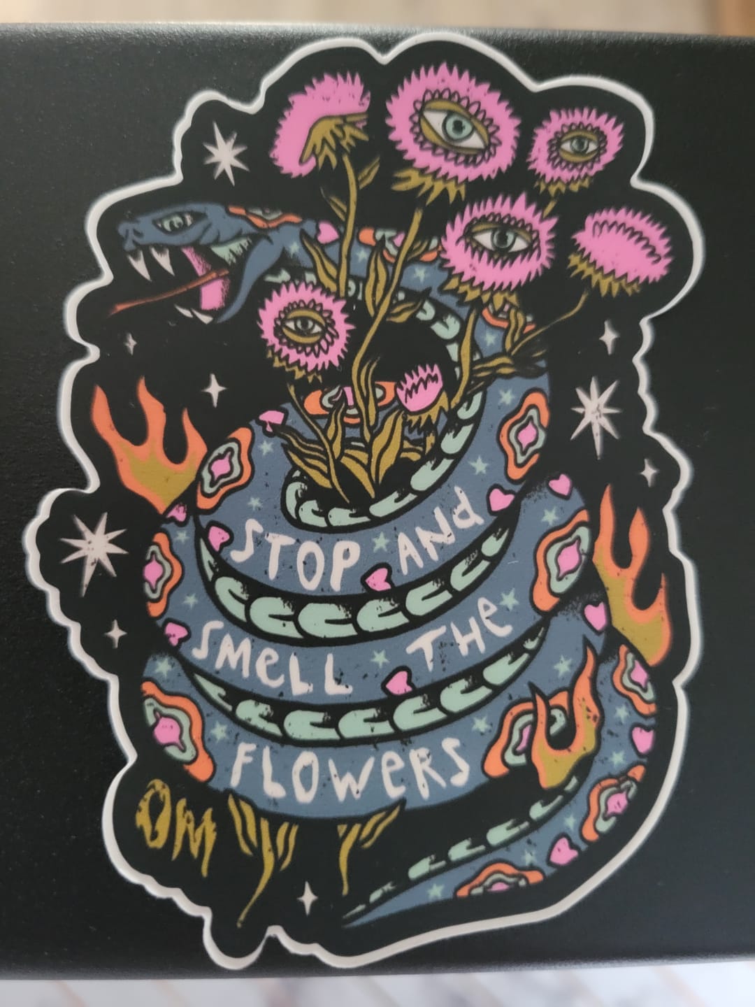 Customer photo review of Smell The Flowers Sticker