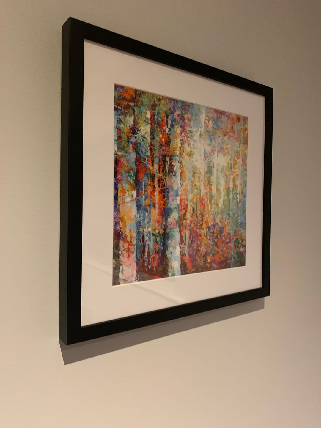 Customer photo review of Colourful Abstract Birch Trees Square Framed Art Print