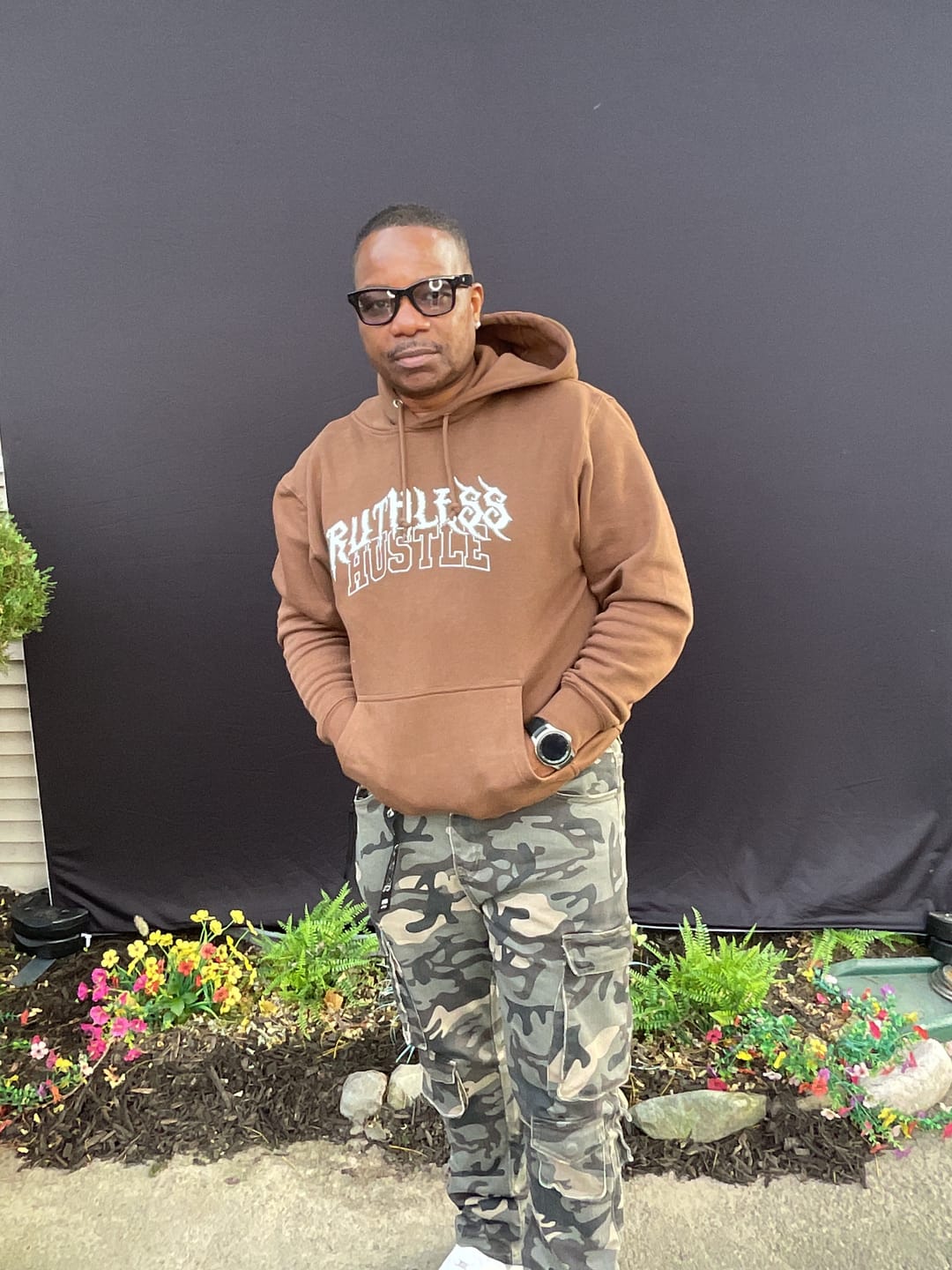 Customer photo review of Ruthless Hustle Hoodie (White Logo)