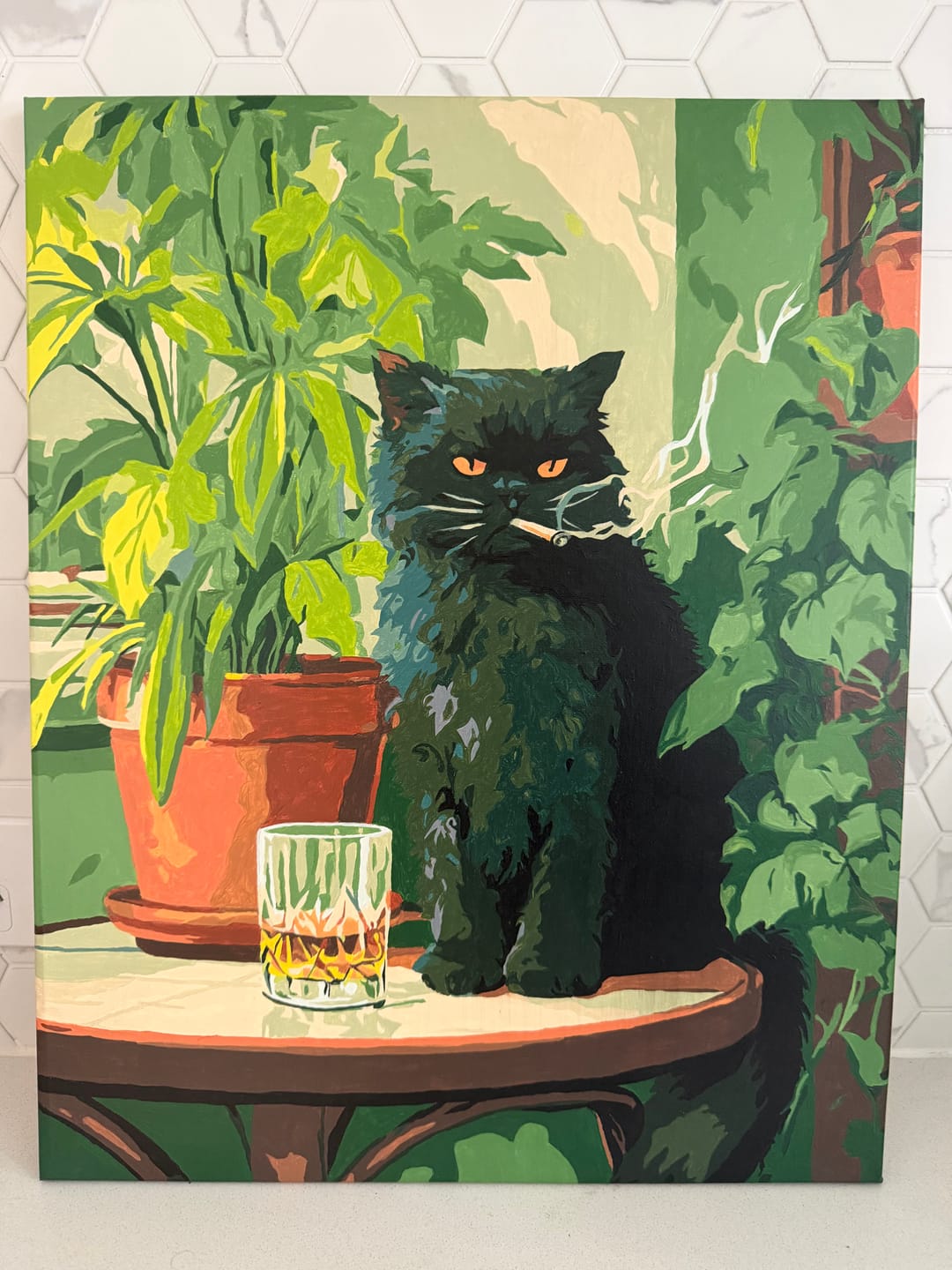Customer photo review of Grumpy cat | Paint by Number