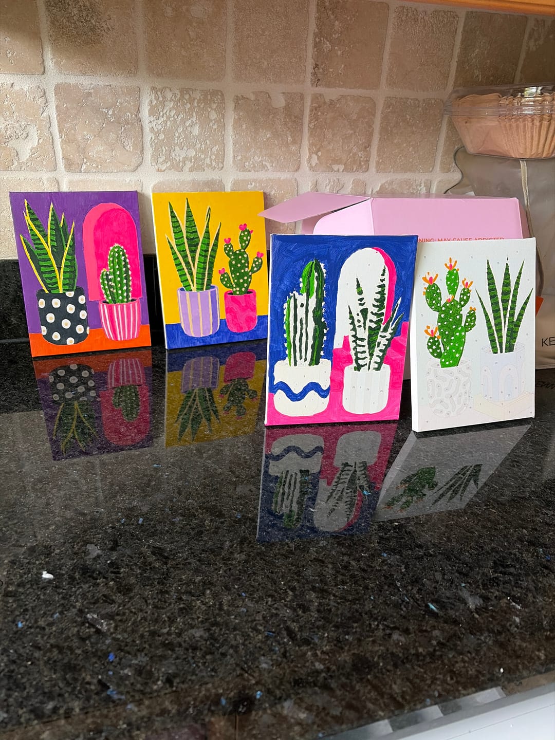 Customer photo review of 6 Mini Paintings - Plants & Cacti Set