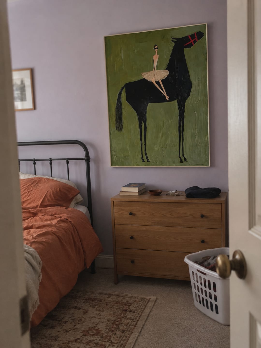 Customer photo review of Modern Equestrian Hand-Painted Oil Painting|Midnight Elegance