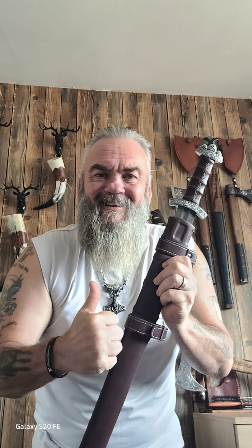 Customer photo review of Damascus Viking Sword