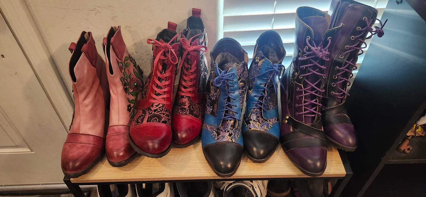 Customer photo review of Timeless Grace Floral Lace-Up Ankle Boots