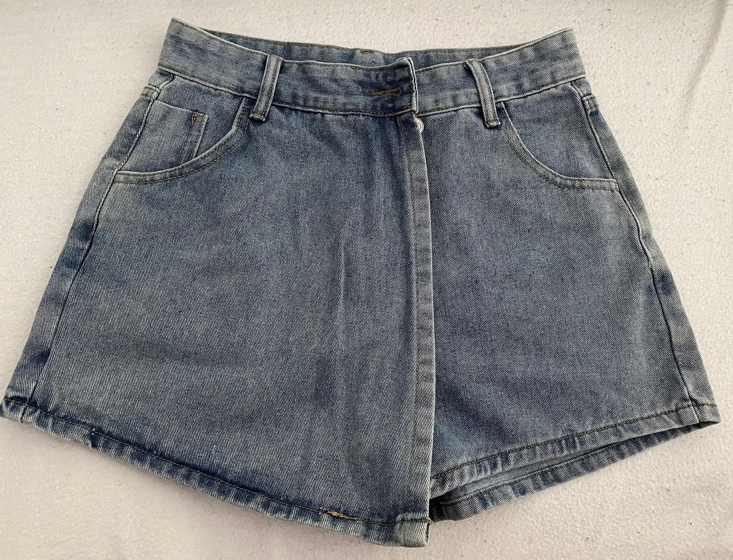 Customer photo review of Casey Denim Wrap Mini Skirt