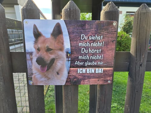 Customer photo review of Hunde-Türschild mit Foto & Wunschtext (UV- UND WETTERFEST) - Angebot beim Kauf eines 2. Schildes