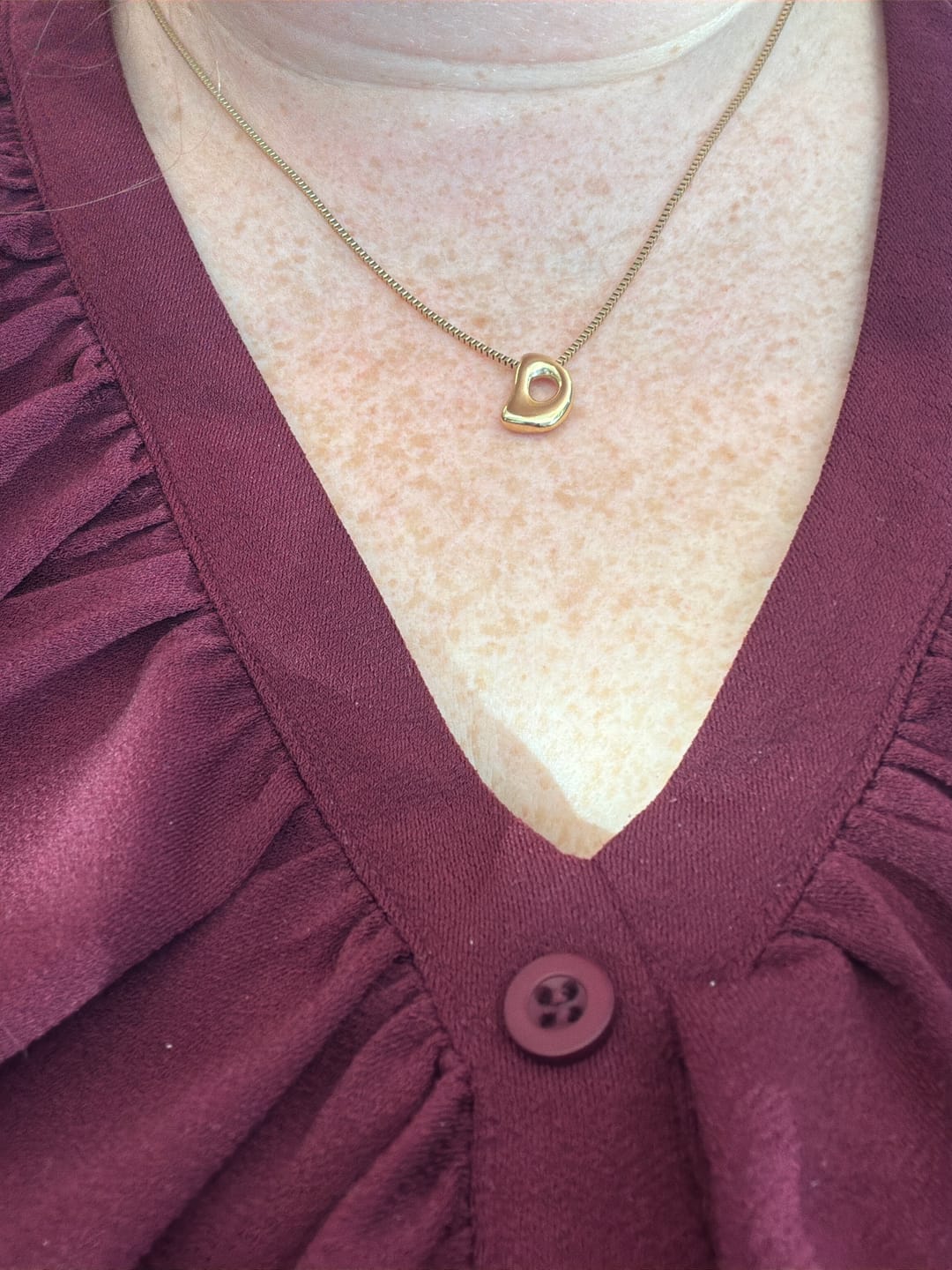 Customer photo review of Bubble Letter Necklace
