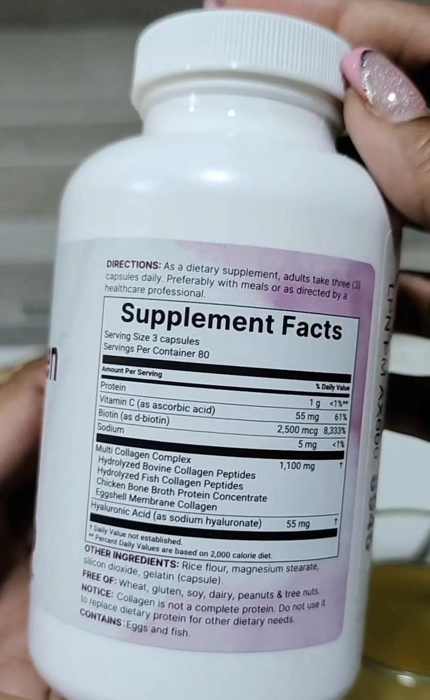 Customer photo review of Multi Collagen Complex for Women – 240 Capsules with Biotin