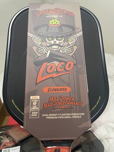 Customer's Loco 16mm Pickleball Paddle Elongated with a skeleton-themed design on the face.