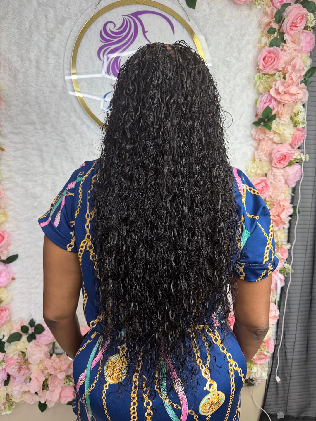 Customer photo review of Water Wave Bulk Hair Extensions for Boho Knotless Braiding