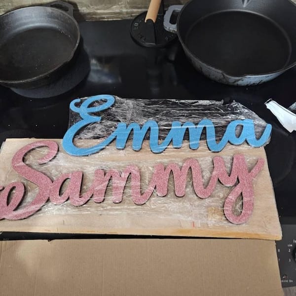Customer photo review of Personalized Wooden Name Sign with LIVE PREVIEW