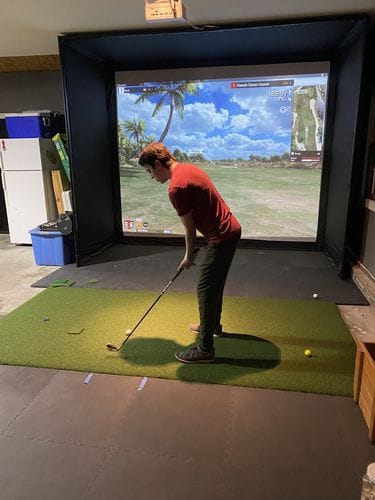 Customer photo review of LaunchLine Pro™ Golf Simulator Mat | Heavy Duty Hitting Mat
