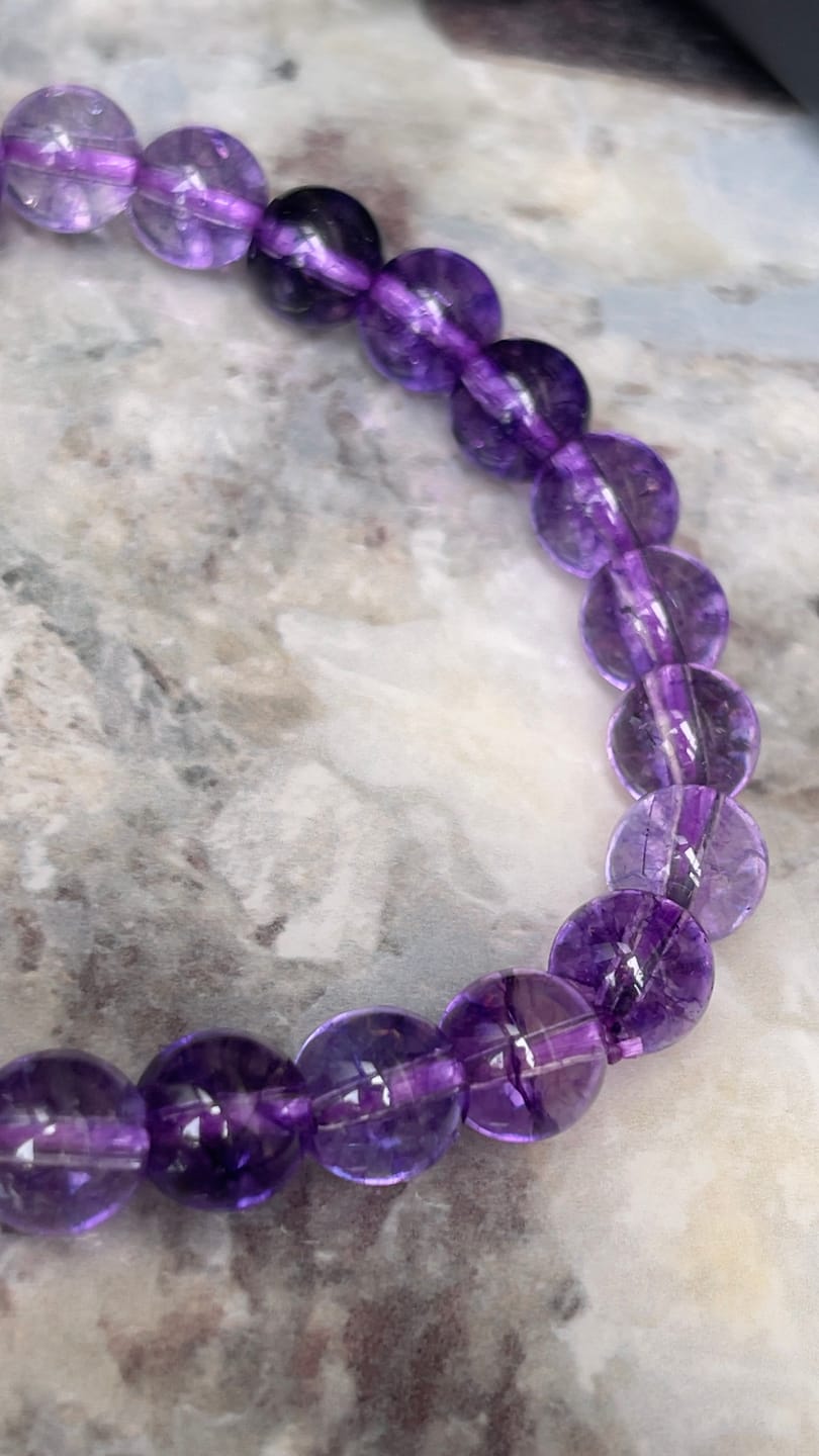Customer photo review of Natural Amethyst Crystal Bracelet – Vastu Remedy for Peace & Spiritual Growth | 8mm Beads