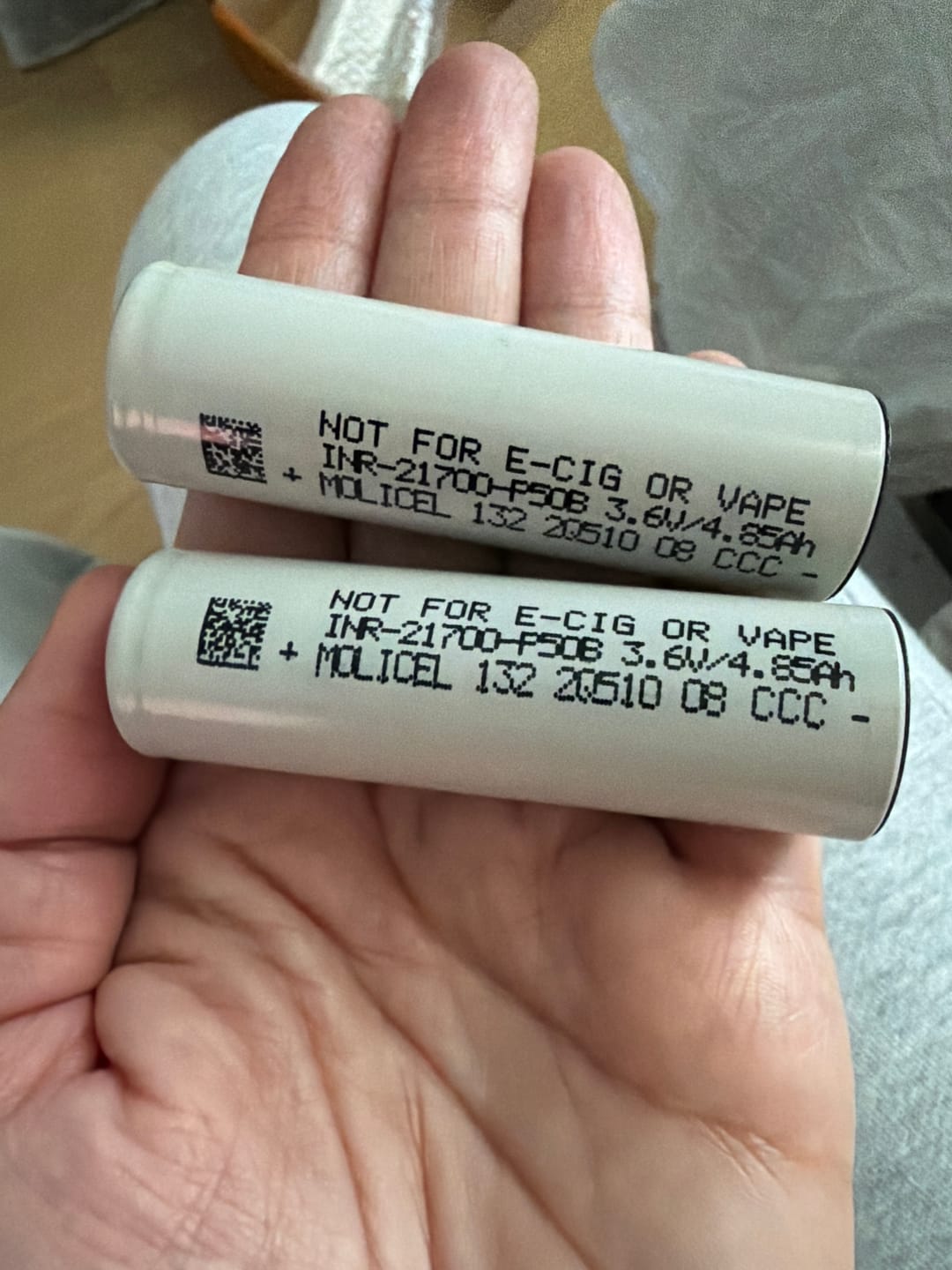 Customer photo review of Molicel 21700 P50B 5000mAh 60A Battery