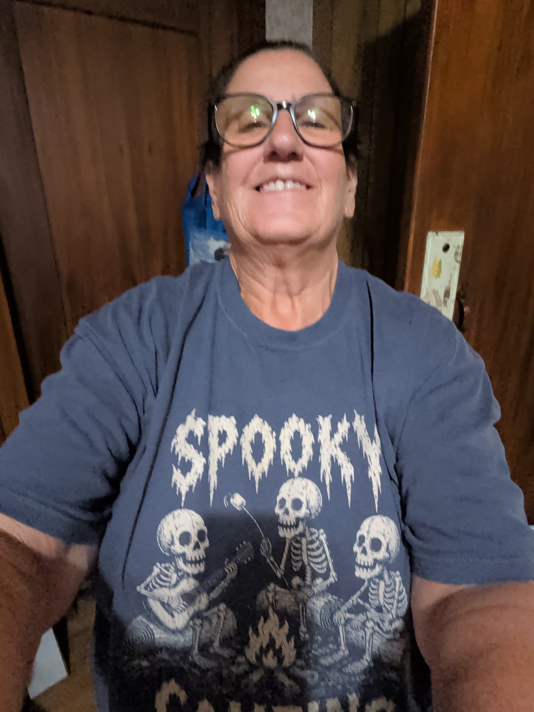 Customer photo review of Spooky Camping Crew T-Shirt