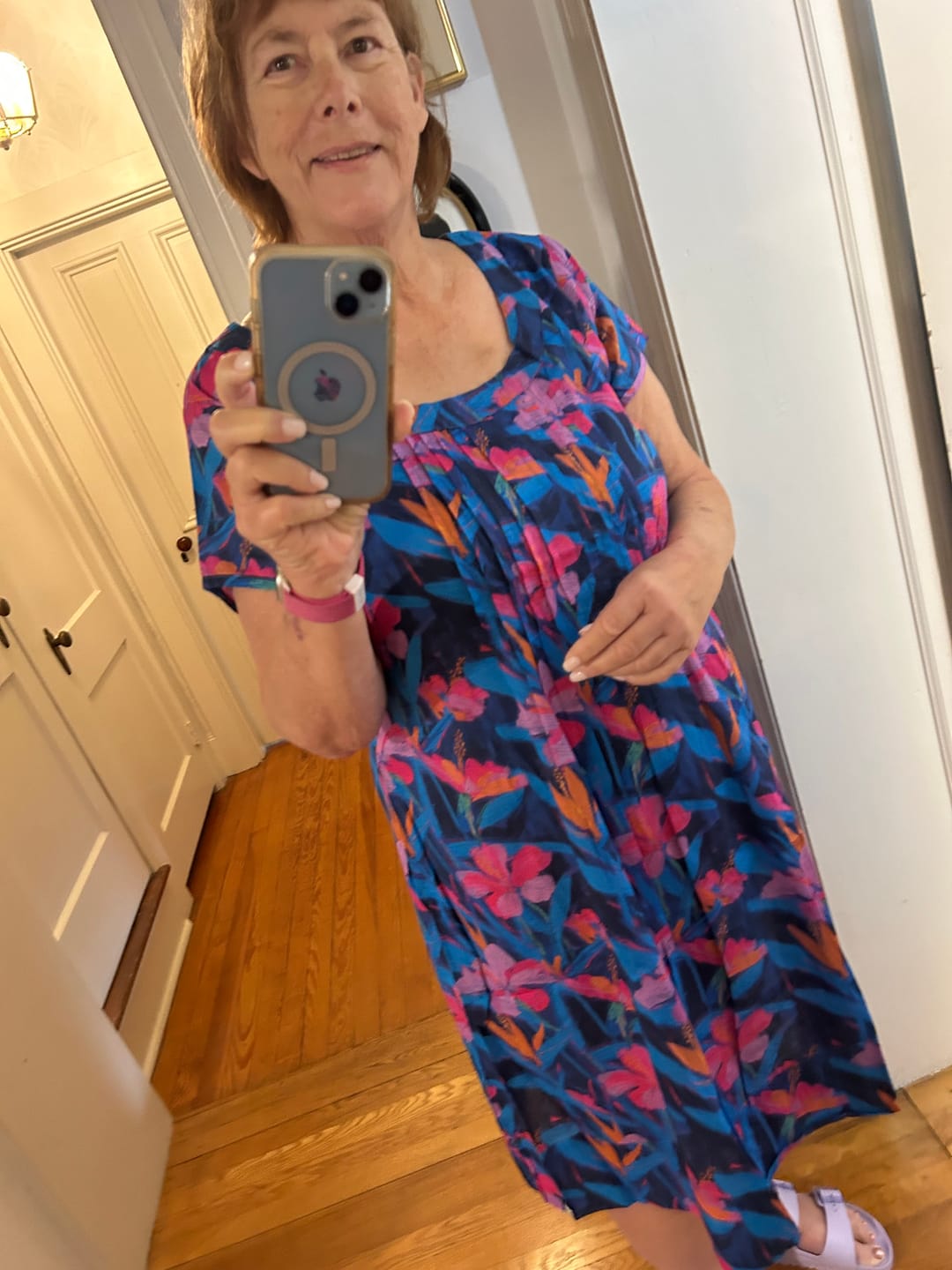 Customer photo review of Joyce Dress w Hibiscus Print