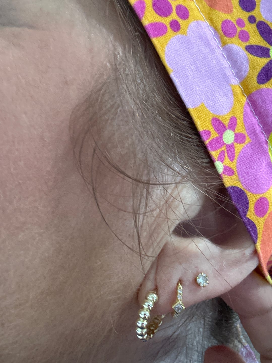 Customer photo review of Square Zirconia Huggie Earrings