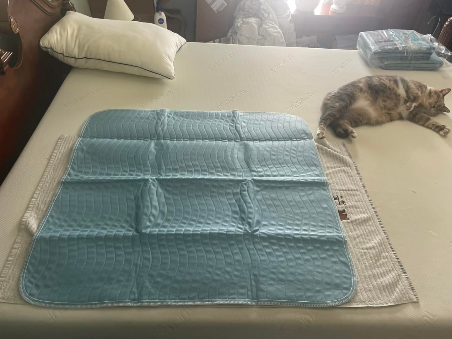 Customer photo review of Washable Reusable Bed Pads for Incontinence (34" x 36")