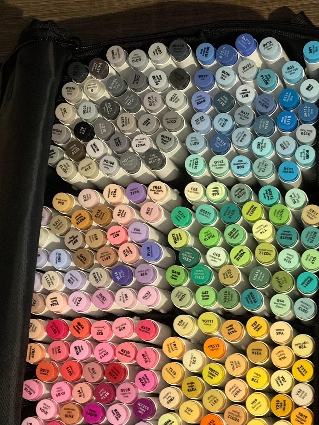 Customer photo review of Ohuhu Honolulu 216 Colors Dual Tips Alcohol Art Markers (New Color Codes)
