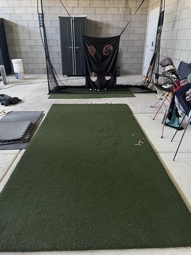 Customer photo review of LaunchLine Pro™ Golf Simulator Mat | Heavy Duty Hitting Mat