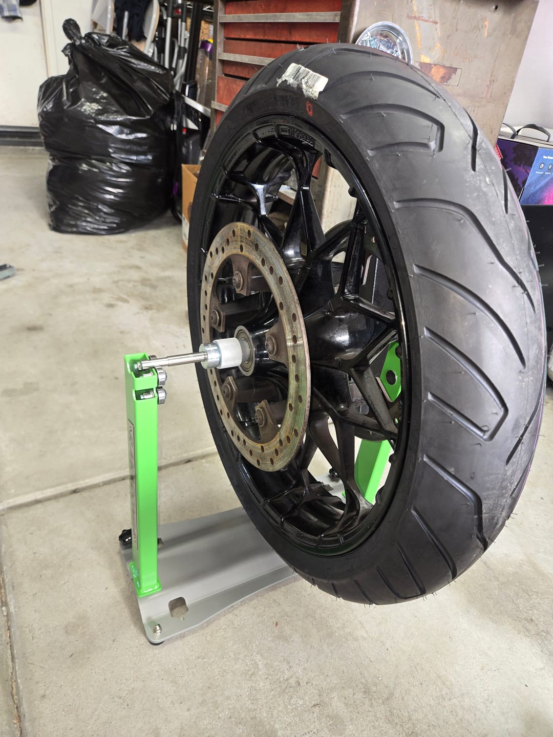 Customer photo review of Motorcycle Wheel Balancer
