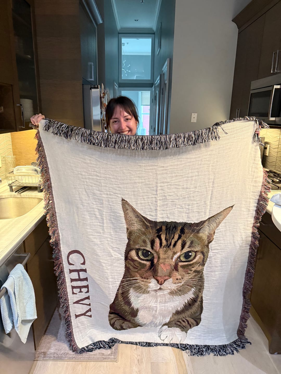 Customer photo review of Custom Heirloom Pet Throw Blanket