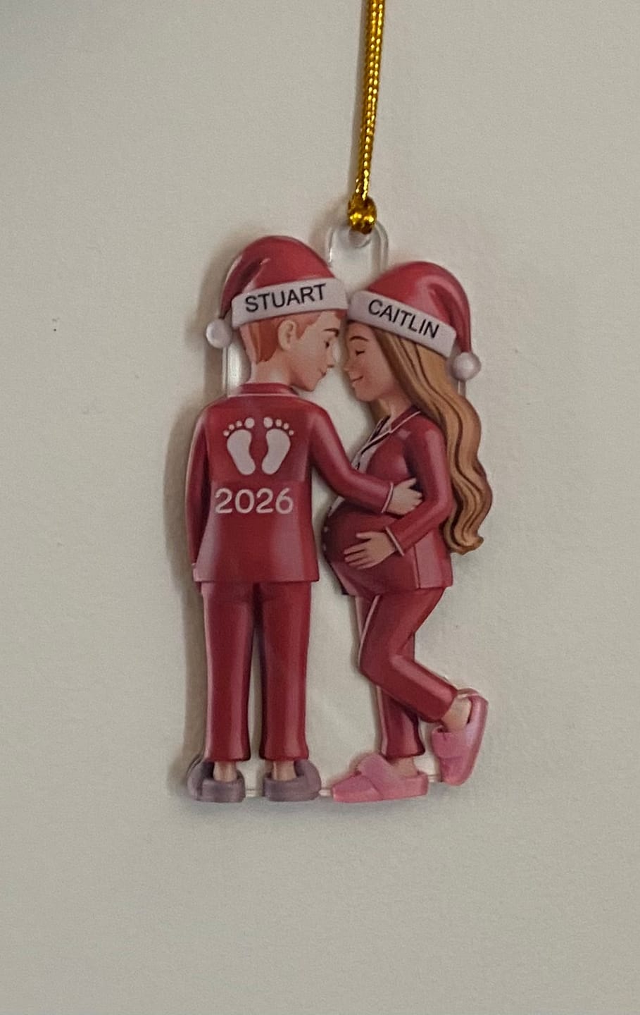 Customer photo review of Custom Baby Bump Car Ornament, 2026 Future Baby Ornament, Pregnancy Reveal Gift for Expecting Couple
