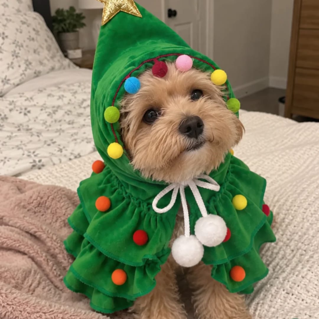 Customer photo review of Disfraz Árbol de Navidad para Perros 🎄