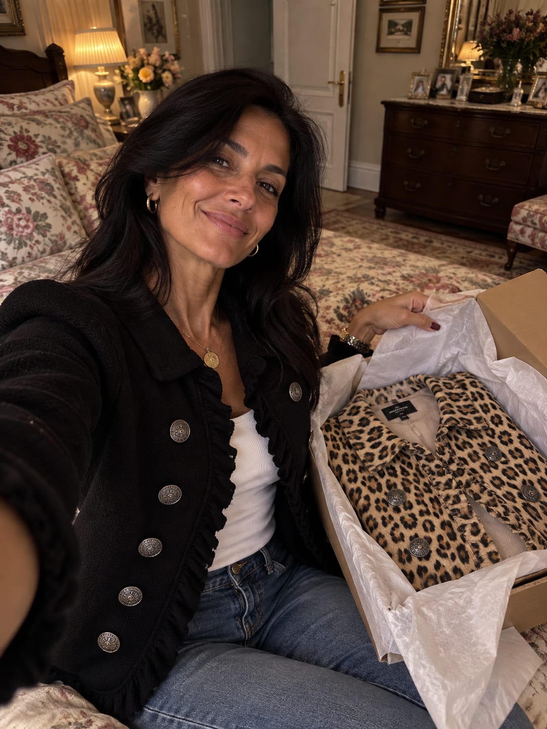 Customer photo review of Chaqueta de Punto Negro con Volantes