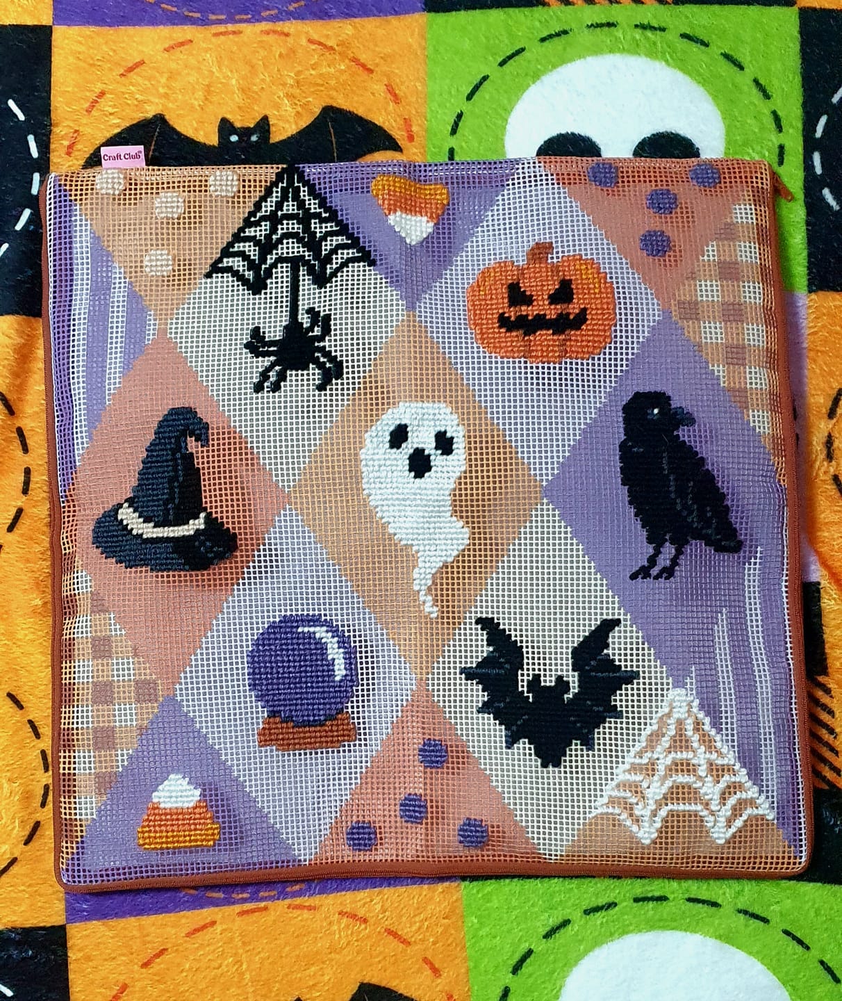 Customer photo review of SPOOKY TROVES - Tapestry Needlepoint Cushion Kit