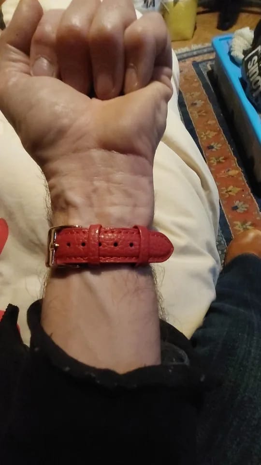 Customer photo review of Garmin 14/18/20/22/24mm Grained Leather Band, Spring Bars & Tool