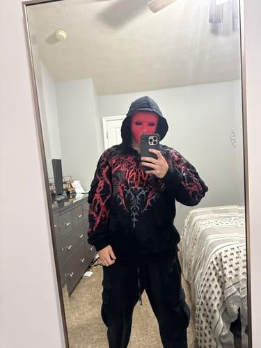 Customer photo review of Vindicator Tarnished Cargo Oversized Zip-up Hoodie [NIGHTMARE]