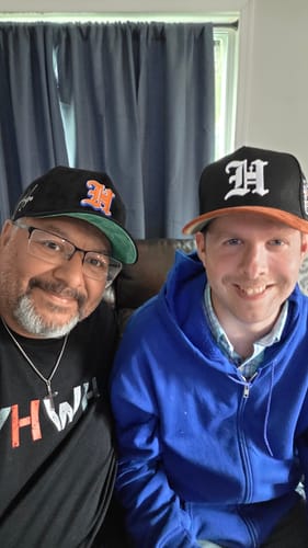 Customer photo review of Black & Orange & Blue Sueded NYC Hat