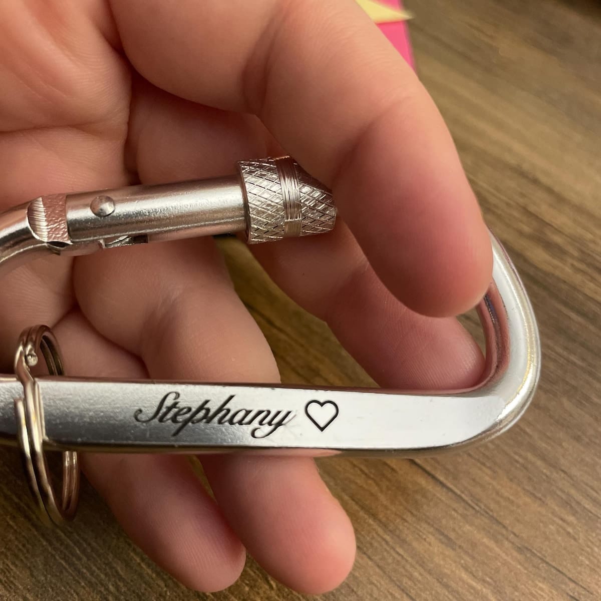 Customer photo review of Personalized Aluminum Keychain, Screw Lock Keyring [Engraving Available] – Rugged Minimalist EDC for Men