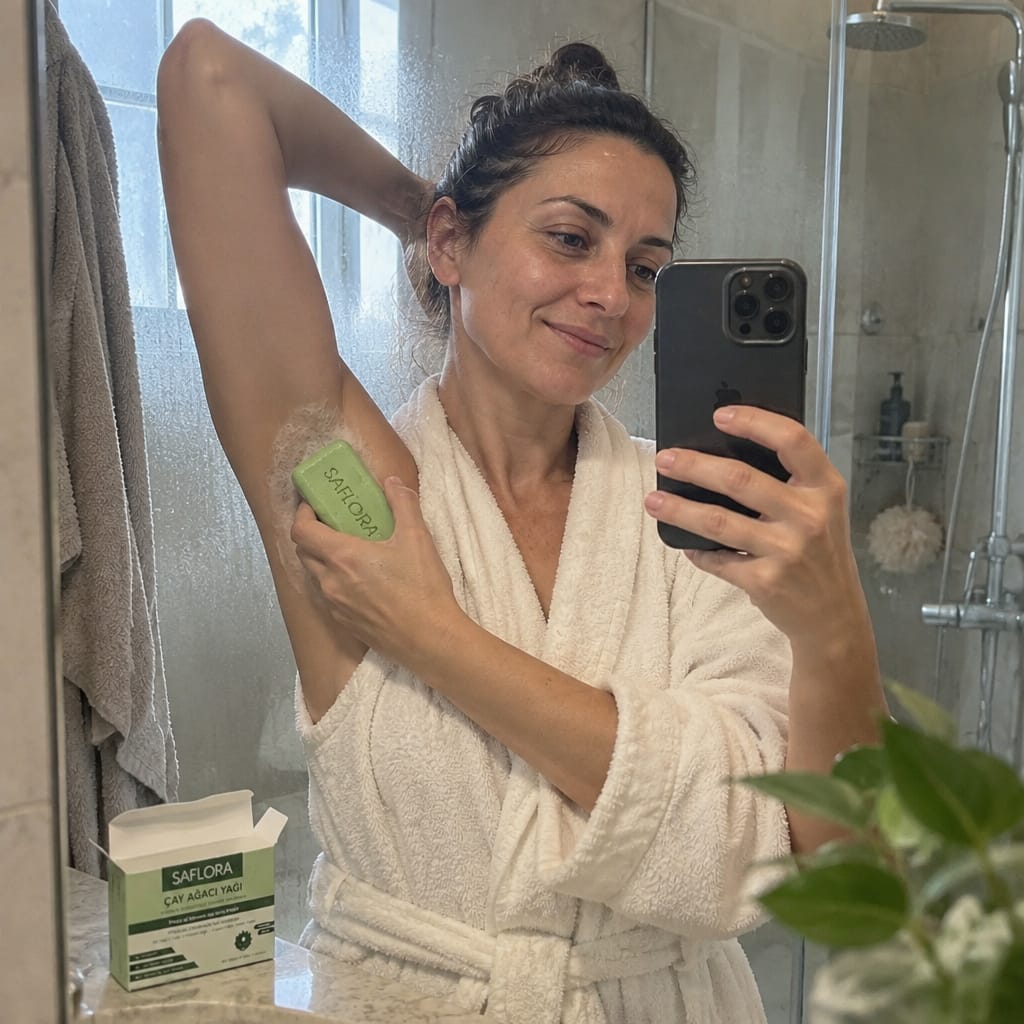 Customer photo review of SAFLORA® Arındırıcı Bakım Sabunu – Çay Ağacı, Okaliptüs ve Kükürt